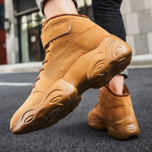 

cotton shoes high-cold-resistant high-elastic fashion casual snow boots trendy mesh lace-up mens casual shoes zapatos hombre, Black