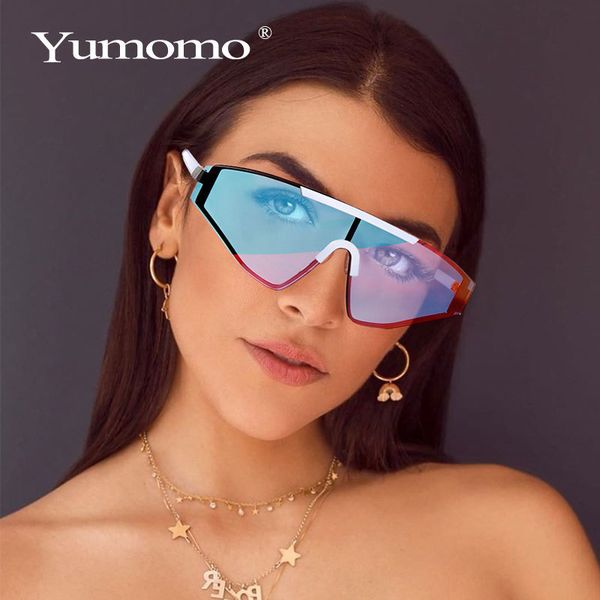 

new rimless square women 2020 gradient rectangle men fashion sunglasses brand designer oversized eyewear b0jk, White;black