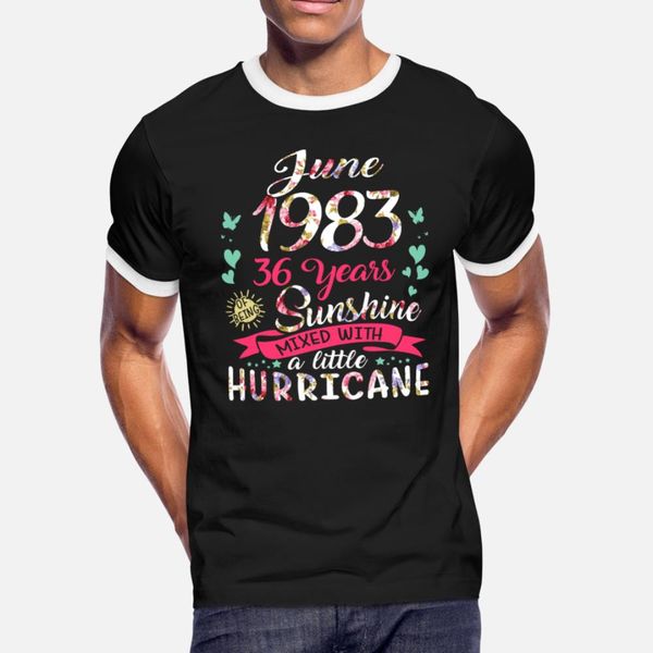

june 1983 36 years of being sunshine mix hurricane t shirt men knitted tee shirt size s-3xl original gift comical spring autumn shirt