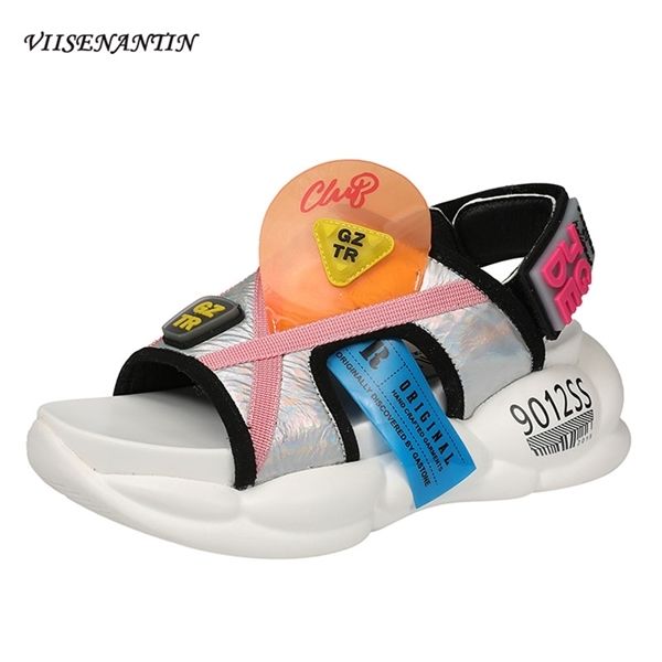 

viisenantin summer ins sports leisure sandal shoe lady color match sequins casual thick-soled sponge cake tide shoes 0922, Black