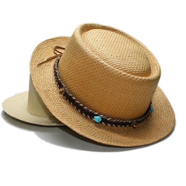 

a179 men and women spring summer raffia hats curling brim sun hat e beach casual outdoor travel raffia caps, Blue;gray