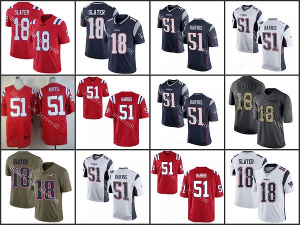 

new england patriots white 18 matt slater olive 51 david harris red white nfl men women youth jerse, Black;red