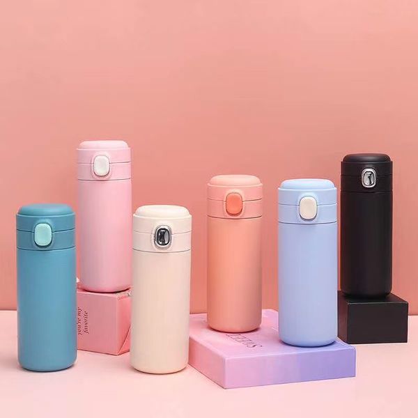 

6 colors thermos cup 304 stainless steel bottle thermos cup 350ml student portable thermal insulation water bottles screw lid leakproof