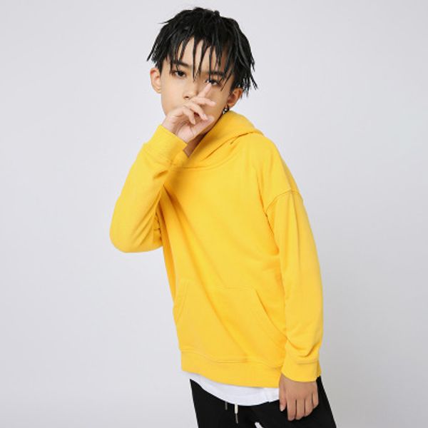 

child fashion sweatshirt 2020 new arrival solid color hooded long-sleeved sweatshirts kids casual loose pullover hoodies 13 colors, Black