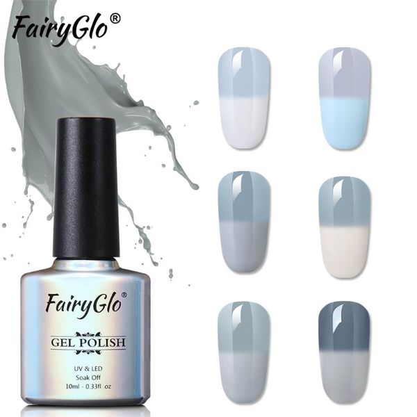 

fairyglo 10ml grey thermal uv gel polish temperature color changing gel nail polish soak off semi permanent nail art lacquer, Red;pink