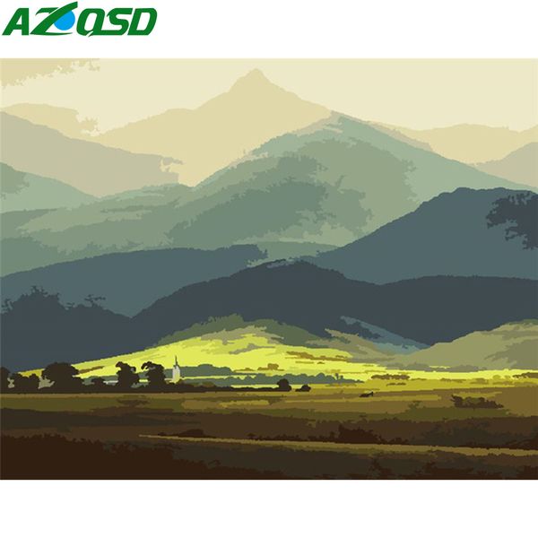 

azqsd oil painting by numbers landscape unframe diy handpainted gift coloring by numbers mountain drawing on canvas decoration