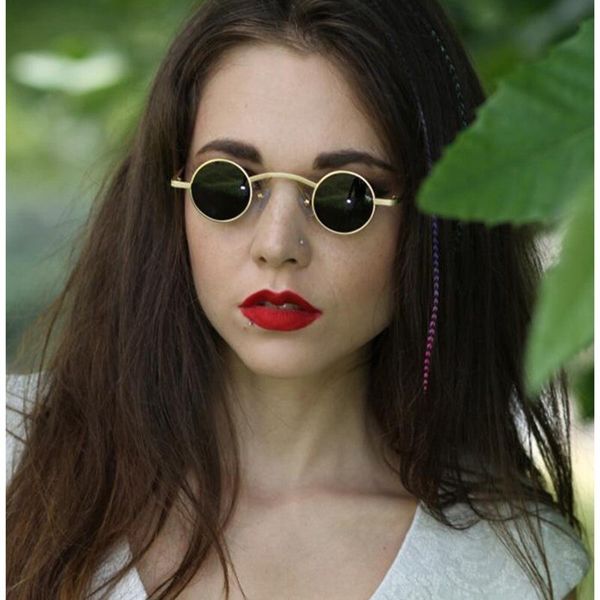 

vintage small round sunglass women men 2020 hip hop metal frame sunglasses shades personality brand designer eyewears sun glass, White;black