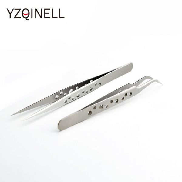 

steel tweezers for eyelash extension nine holes straight or curve tweezers needle nipper face care tools