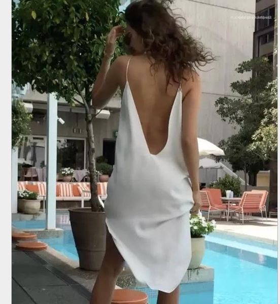 

strap backless split casual dresses women fashion irrgular holiday clothes women chiffon v-neck dress summer woman solid spaghetti, Black;gray