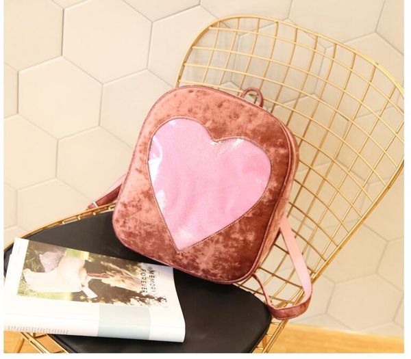 

designer-korea style fashion hologram laser backpack girl school bag women colorful metallic silver laser hear holographic backpack