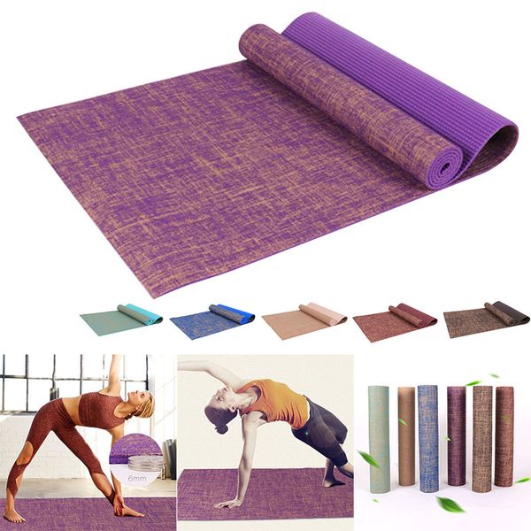 

183 x 61cm 6mm thickness tasteless non-slip linen yoga mat body building exercise pilates pad ys-buy