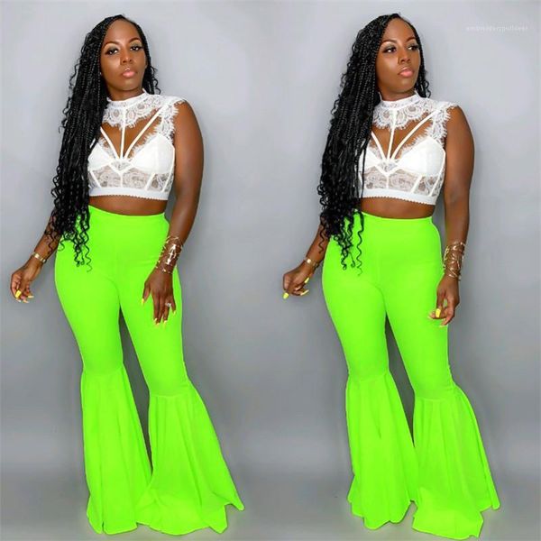 

club pants solid candy color ruffle high waist skinny pants size s 5xl plus size womens, Black;white