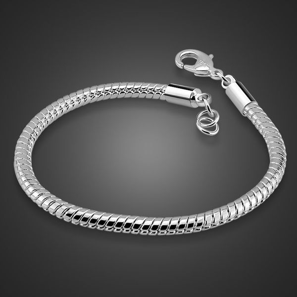 

man sterling silver fashion bracelets 925 pure silver 4 mm 20cm bone snake chain real solid silver bracelets jewelry for men, Golden;silver