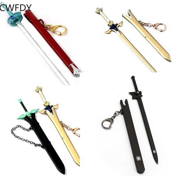 

17cm sword sword art online keychain elucidator asuna kirigaya kazuto action figure cosplay pendant key chain toys, Silver