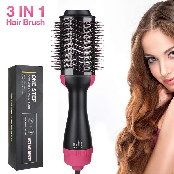 

one step hair dryer & volumizer salon air paddle styling brush negative ion generator hair straightener curler