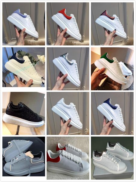 

fashion platform sneakers men women2020 black white leather suede reflective casual shoes vintage