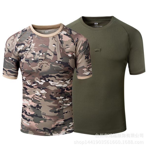 

archons outdoor tactical o neck crew neck quick-dry t-shirt men's camouflage short sleeved quick-drying army fans special traini, Black;blue