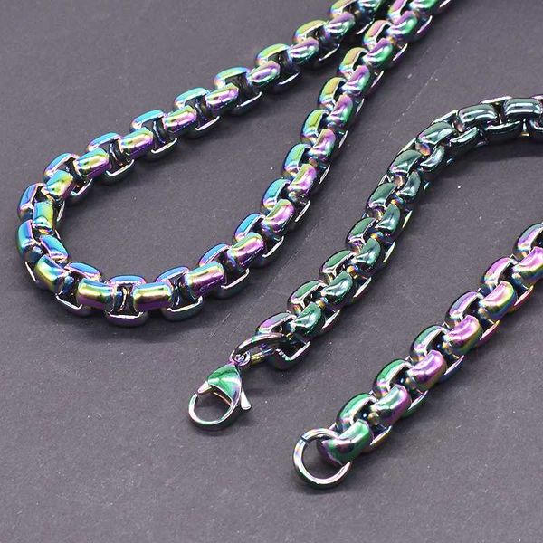 

amumiu men chains necklaces stainless steel jewelry 60cm*8mm multicolor plated punk hiphop kn252, Silver