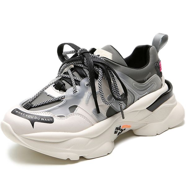 

new women's sports shoes women leather 2020 style fashion women's flat platform sneakers comfortable ladies trainers footwear, Black