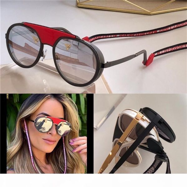 

new fashion women luxury designer sunglasses 2210 round retro frame with rope color coated lens avant-garde pop style uv400 lens quality, White;black
