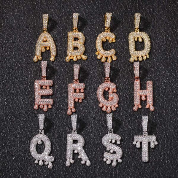 

hip-hop zircon drop lettered pendant mini 26 letter drop pendant with necklace chain full set wholesale, Silver