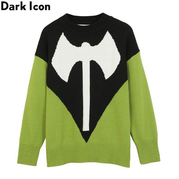 

men's sweaters dark axe sweater o-neck knitwear men women oversized, White;black