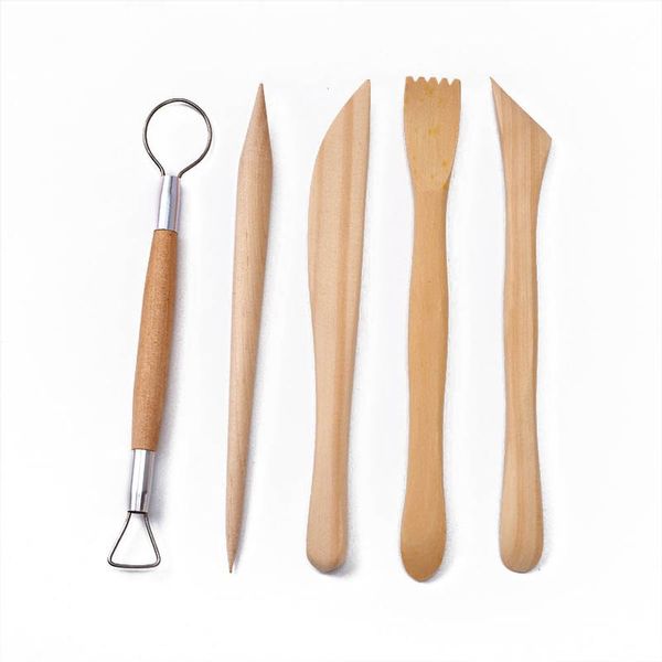 

5pcs/set 6 inch wooden ceramic supplies professional double side clay pottery wax modeling multifunction sculpture carving tools