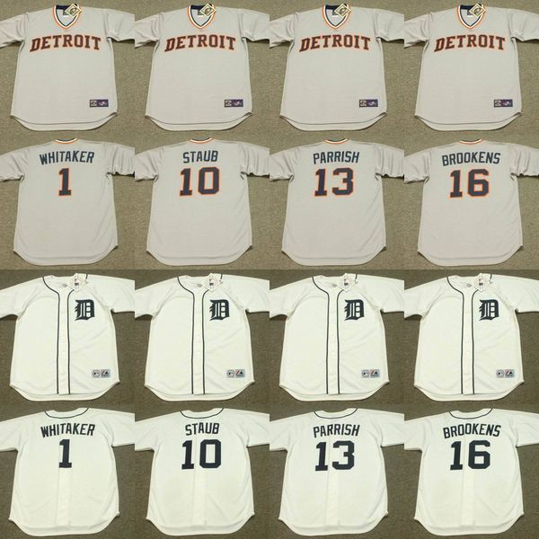 

detroit 10 rusty staub 13 lance parrish 1 lou whitaker 16 tom brookens baseball jersey stitched, Black