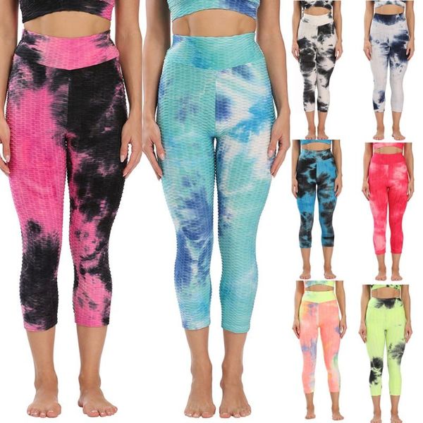 

yoga outfits tie-dye pants women unique fitness leggings workout sports running push up gym wear elastic slim pants#g3, White;red