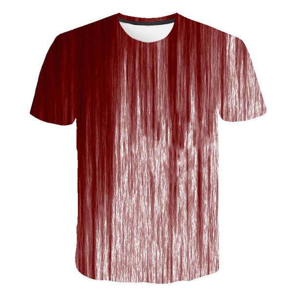 

o collar red blood terror summer 3d print shirts funny anime plus size men clothing