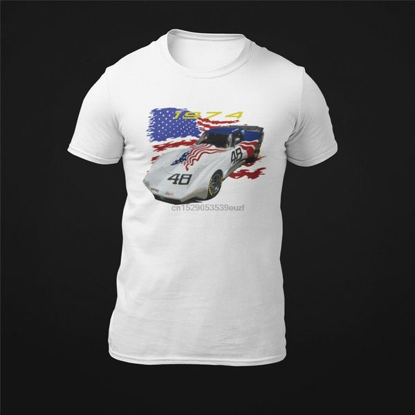 

1974 greenwood wide body chevy corvette race car t-shirt slim fit tee shirt
