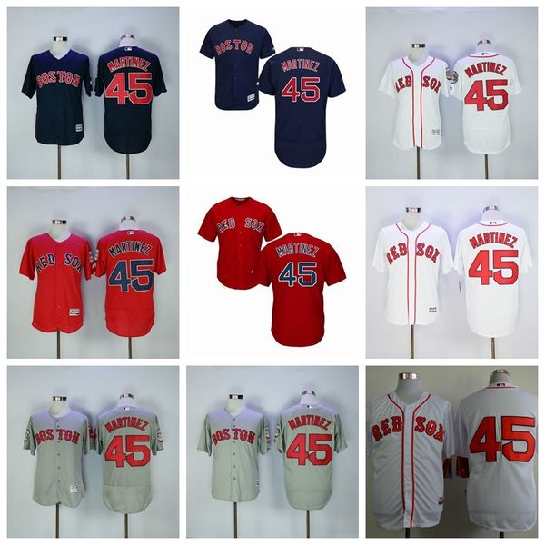 

vintage men 45 pedro martinez baseball jersey flexbase retire cool base team navy blue grey white red color all stitching good quality, Blue;black