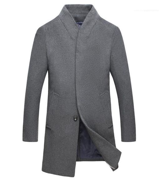 

мода hoome одежда зимняя мужская твердая плащи отворотом шею длинным пальто кнопка бизнес стиль, Tan;black