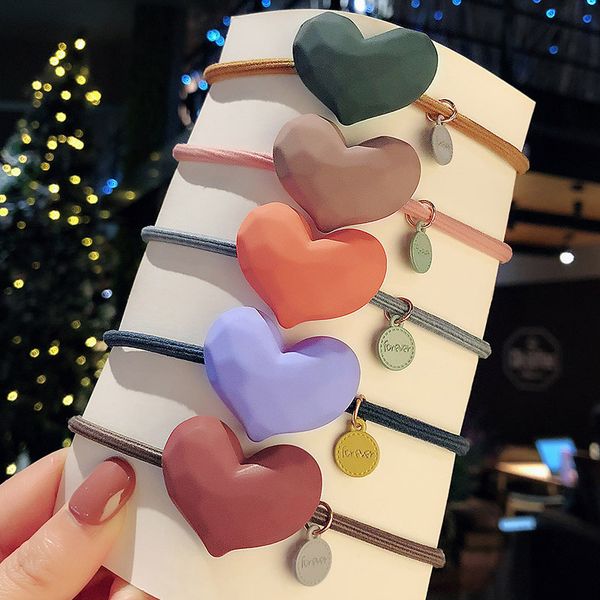 

misananryne heart scrunchies woman girls hair ties sweet lovely hair accessories elastic hairband ornament gum girl holder, Golden;silver