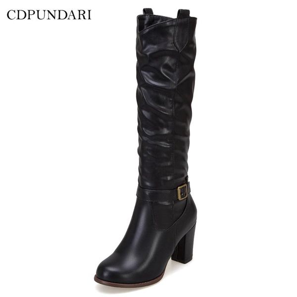 

cdpundari 2020 black high heels boots women calf boots ladies winter shoes women