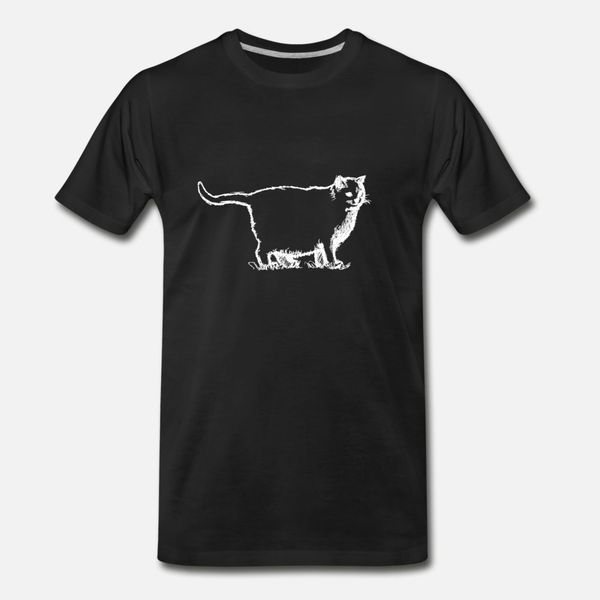

fat cat sketch white line t shirt men personalized cotton o neck costume graphic new fashion summer style cool shirt