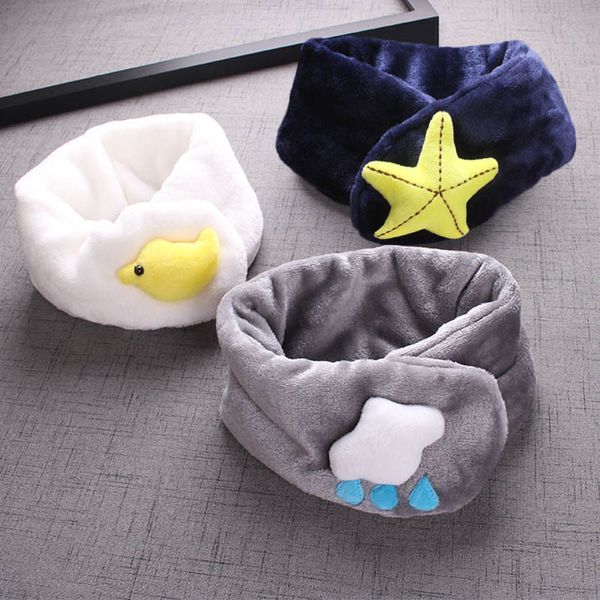 

kids cotton warm scarf cute star bird three neck warmer for boys girls winter autumn soft o-collar crochet neck protector, Blue;gray