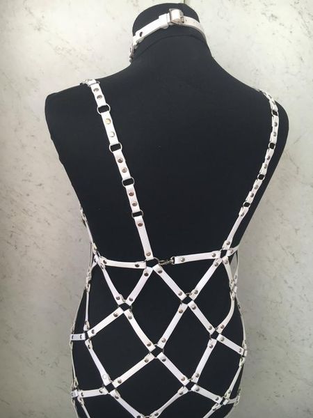 

new pu leather skirt belts punk gothic rock harness waist rivet belt body bondage hollow belt strap adjustable dresss, Black;brown