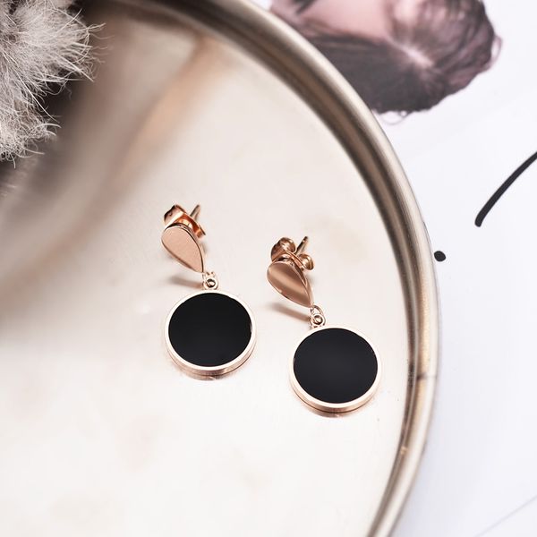 

yun ruo 2020 new arrival fashion water drop round stud earring rose gold color woman gift titanium steel fine jewelry never fade, Golden;silver