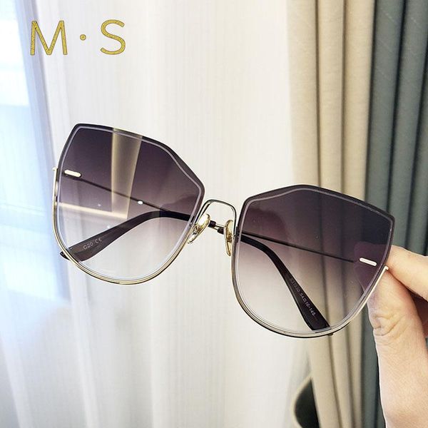 

2020 cat eye fashion women sunglasses brand designer luxury vintage sun glasses big full frame eyewear glasses uv400, White;black