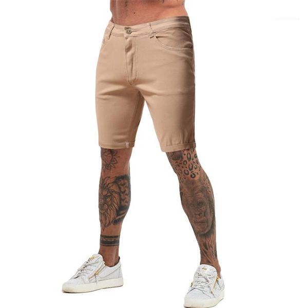 

khaki shorts slim fit solid color casual short pants summer homme shorts mens, White;black