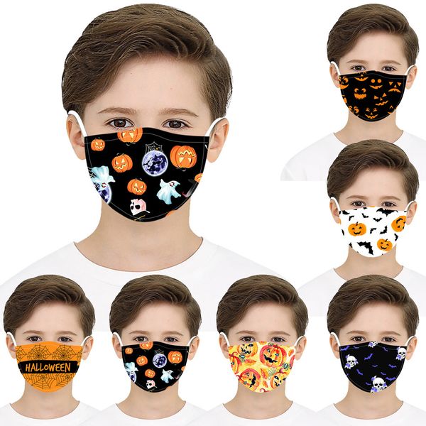 

us stock6 styles us warehouse halloween pumpkin kids cotton designer face masks outdoor anti-dust trick or treat children mouth masks