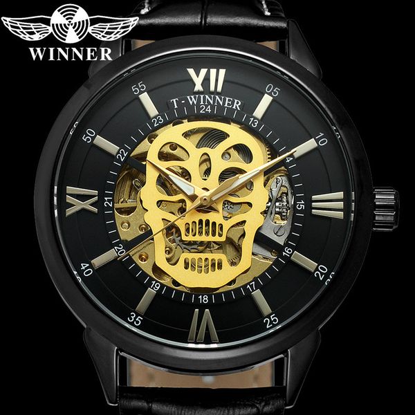

winner automatic mechanical men wristwatch army sport male clock skeleton fashion man watch gift 8141, Slivery;brown