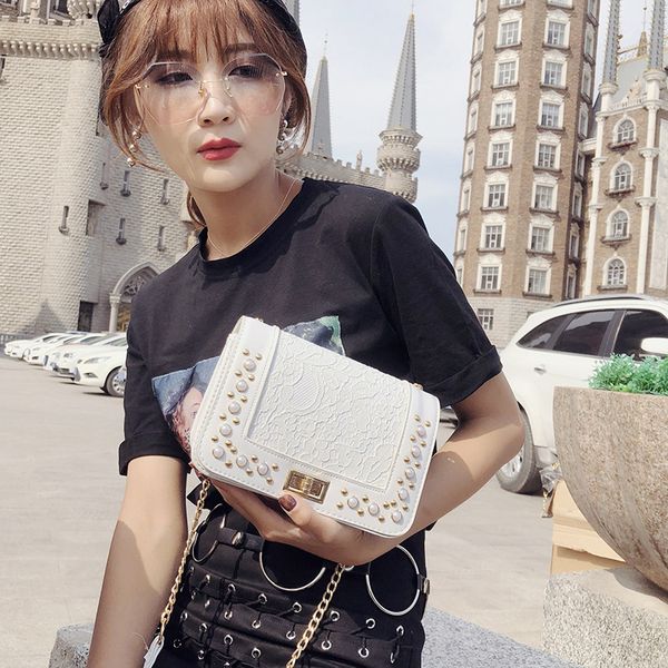 

new pearl fashion small square bag single-shoulder crossbody bag for women