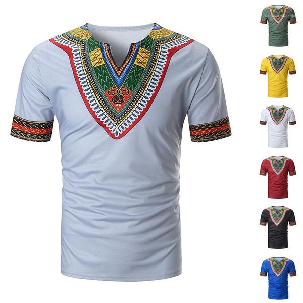 

tees casual v neck short sleeve print mens tshirt summer fashion stand collar male tees mens national style, White;black