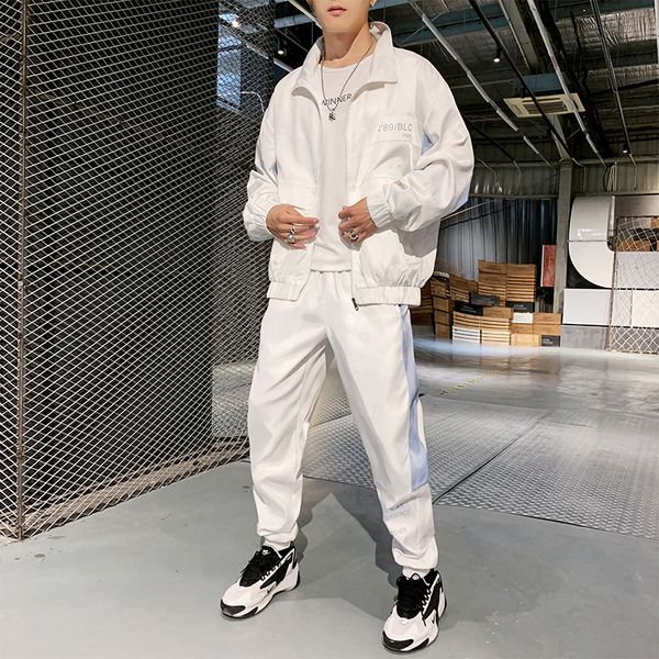 

Januarysnow Men's Set Fashion Sports Men Sweatsuit Hip Hop Fitness Clothing Two Pieces Sweatshirt Sweatpant Male Tracksuit