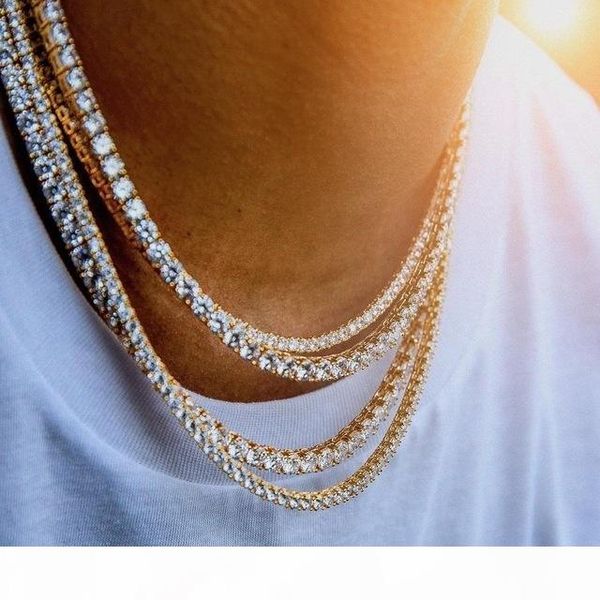 

men's hip hop necklaces iced out tennis chain 1 row necklaces silver gold color men chain fashion jewelry