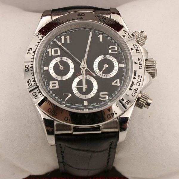 

watches men 39mm automatic sweeping movement watch no battery leather strap stainless steel small dials work wristwatch s2, Slivery;brown