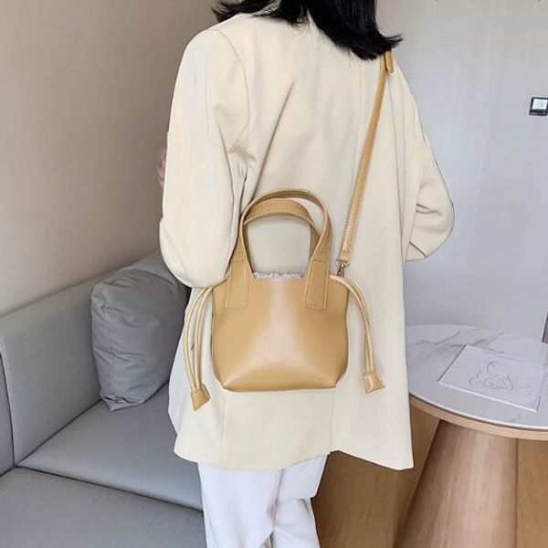 

senior women backet bag plain lady shoulder bags shopping removable handbags