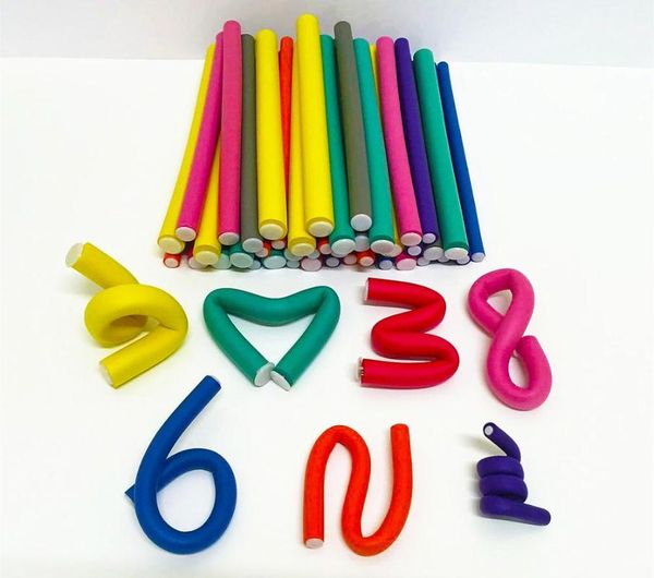 

42pcs 7 style hair curler flexi rods soft foam bendy hair roller plastic curling magic diy styling stick tool for hairstyle, Black